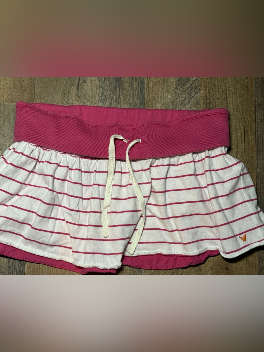 American Eagle Reversible Pink White Striped Mini Skirt Y2K Coquette Tiered